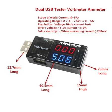 ماژول تستر USB با نشانگر جریان و ولتاژ