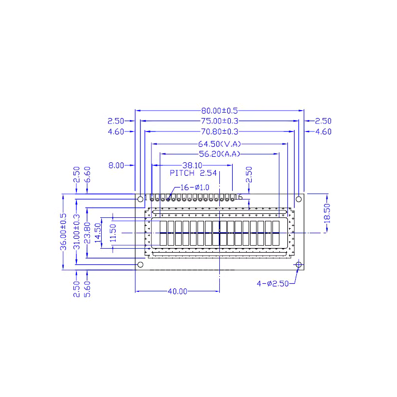 ال سی دی کاراکتری 16*2 رنگ آبی