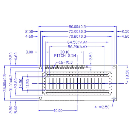 ال سی دی کاراکتری 16*2 رنگ آبی