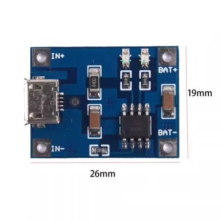 ماژول شارژر باتری لیتیومی 1 آمپر TP4056 با ورودی Micro USB