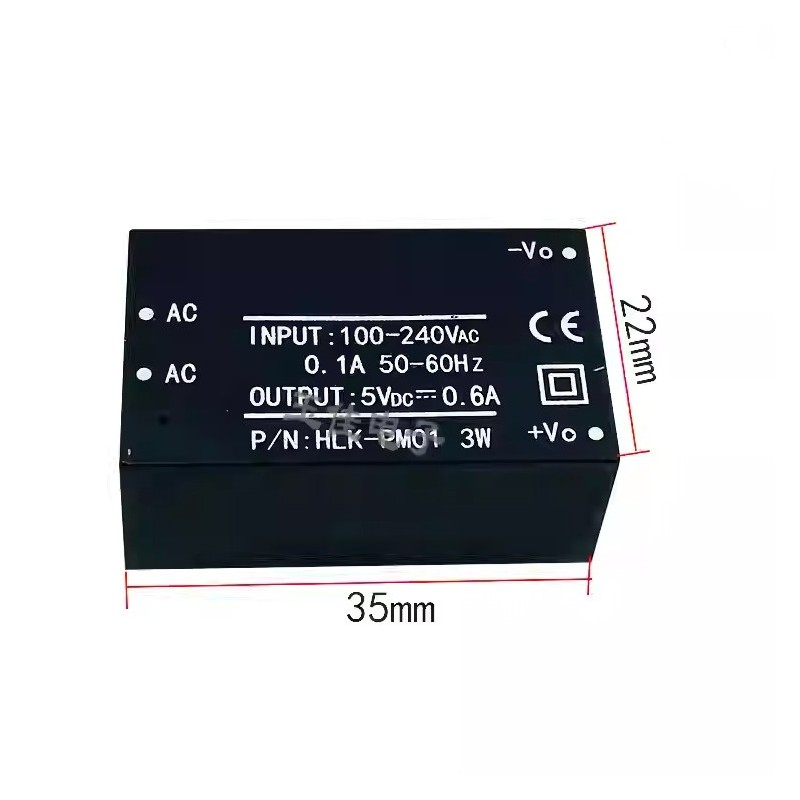 مبدل کاهنده روبردی ایزوله 220AC to 5VDC 600mA مدل HLK-PM01