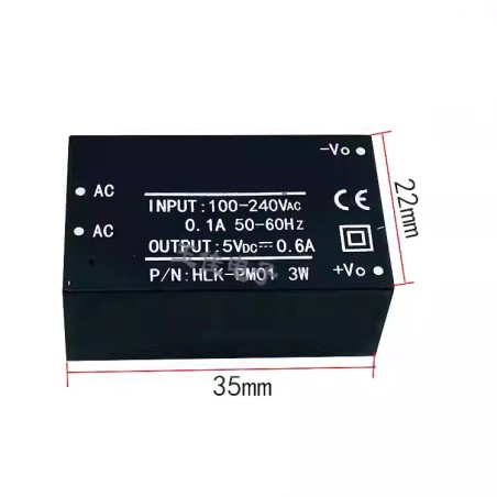 مبدل کاهنده روبردی ایزوله 220AC to 5VDC 600mA مدل HLK-PM01