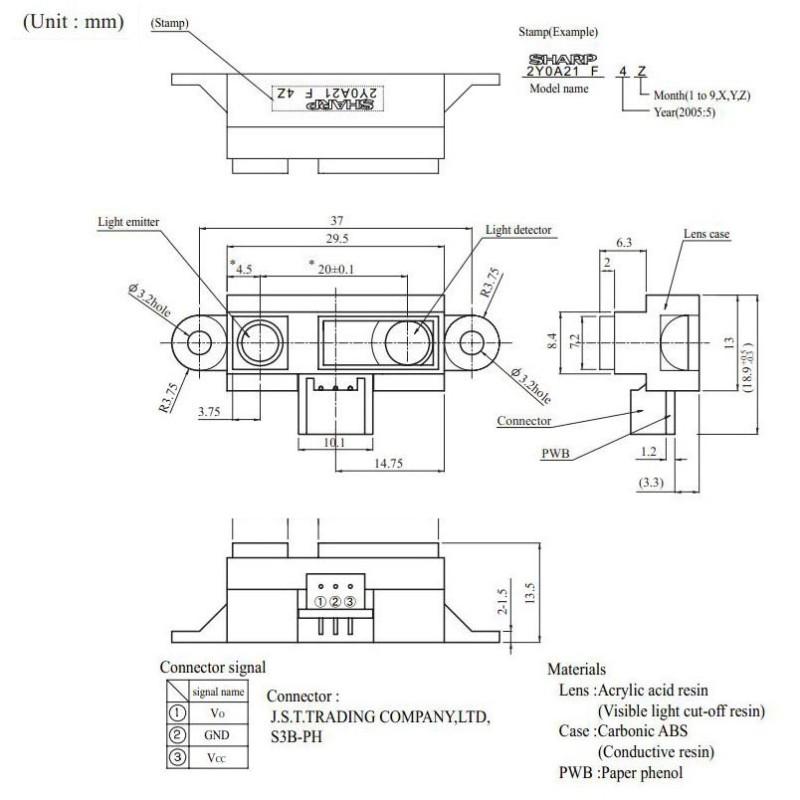 ماژول حسگر تعیین مسافت مادون قرمز GP2Y0A21YK0F