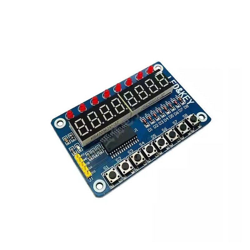 ماژول سون سگمنت8 رقمی دارای درایور TM1638 با کلیدهای کنترلی