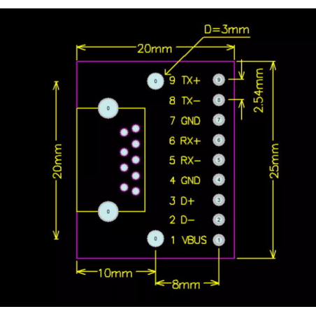 برد برک اوت USB 3.0 دارای سوکت مادگی