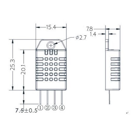سنسور دما و رطوبت AM2303 - DHT22
