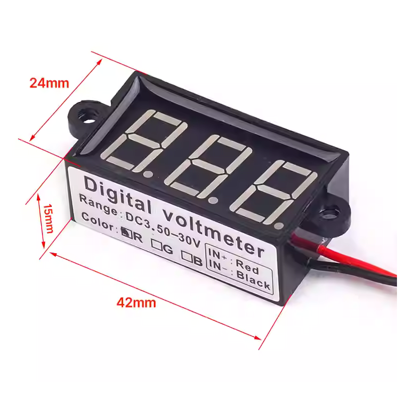 ولت متر 3 رقمی 2 سیم 3.5 تا 30 ولت ضد آب
